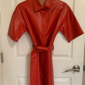 Pretty Little Thing Red Leather Dress